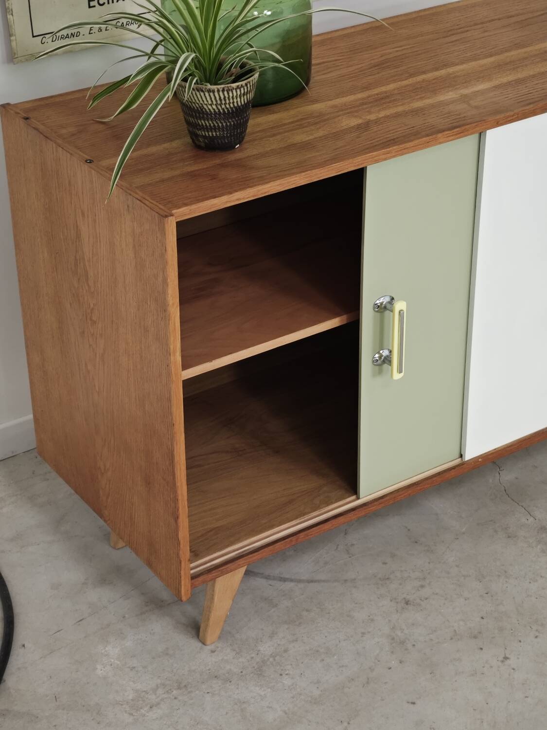 U-452 Green and White Sideboard by Jiri Jiroutek for Interier Praha 1960