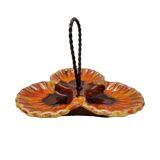 Vintage French ceramic Three Compartment serving dish 1970s