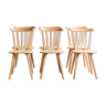 Set of 6 solid beech bar chairs completely renovated, circa 1960