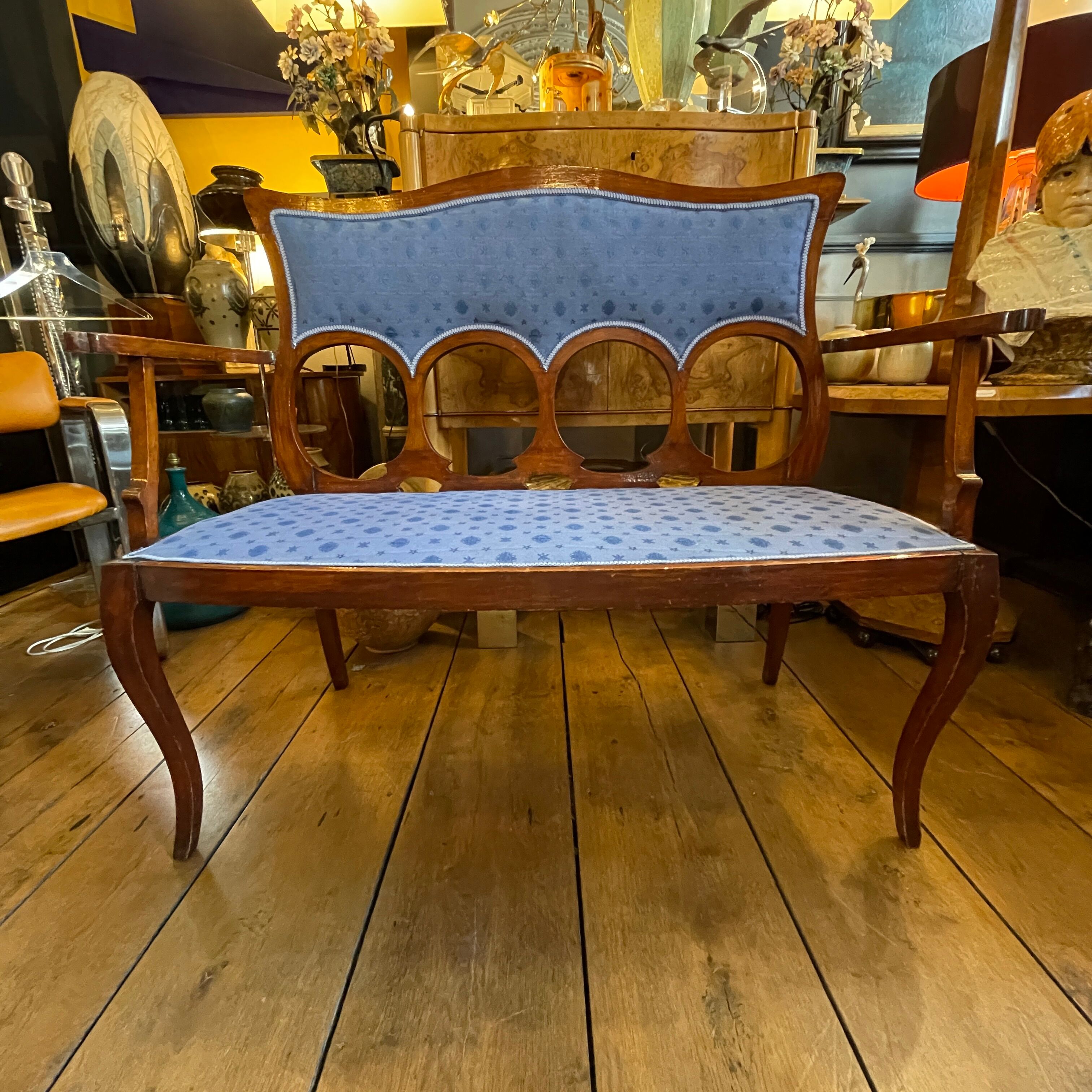 Art nouveau lounge set, 1 sofa + 2 armchairs + 2 chairs, ca 1900