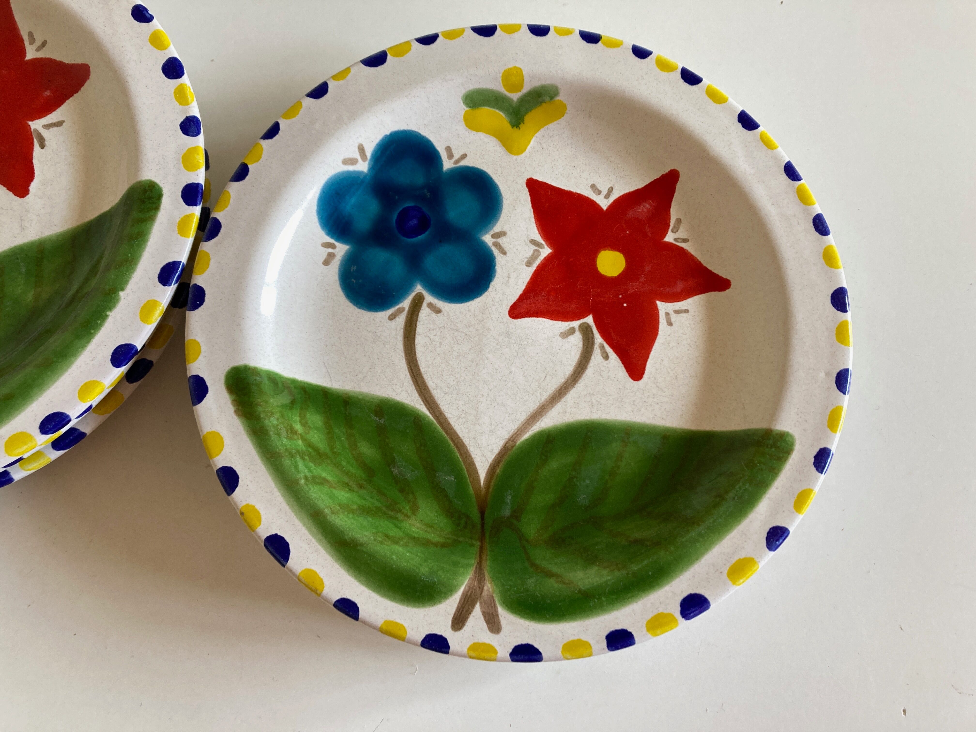 Set of 6 plates De Simone in glazed earth 1970 Italian work