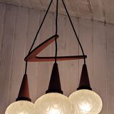 Boomerang Cascade Pendant Chandelier in Teak and Glass from Philips, 1950s