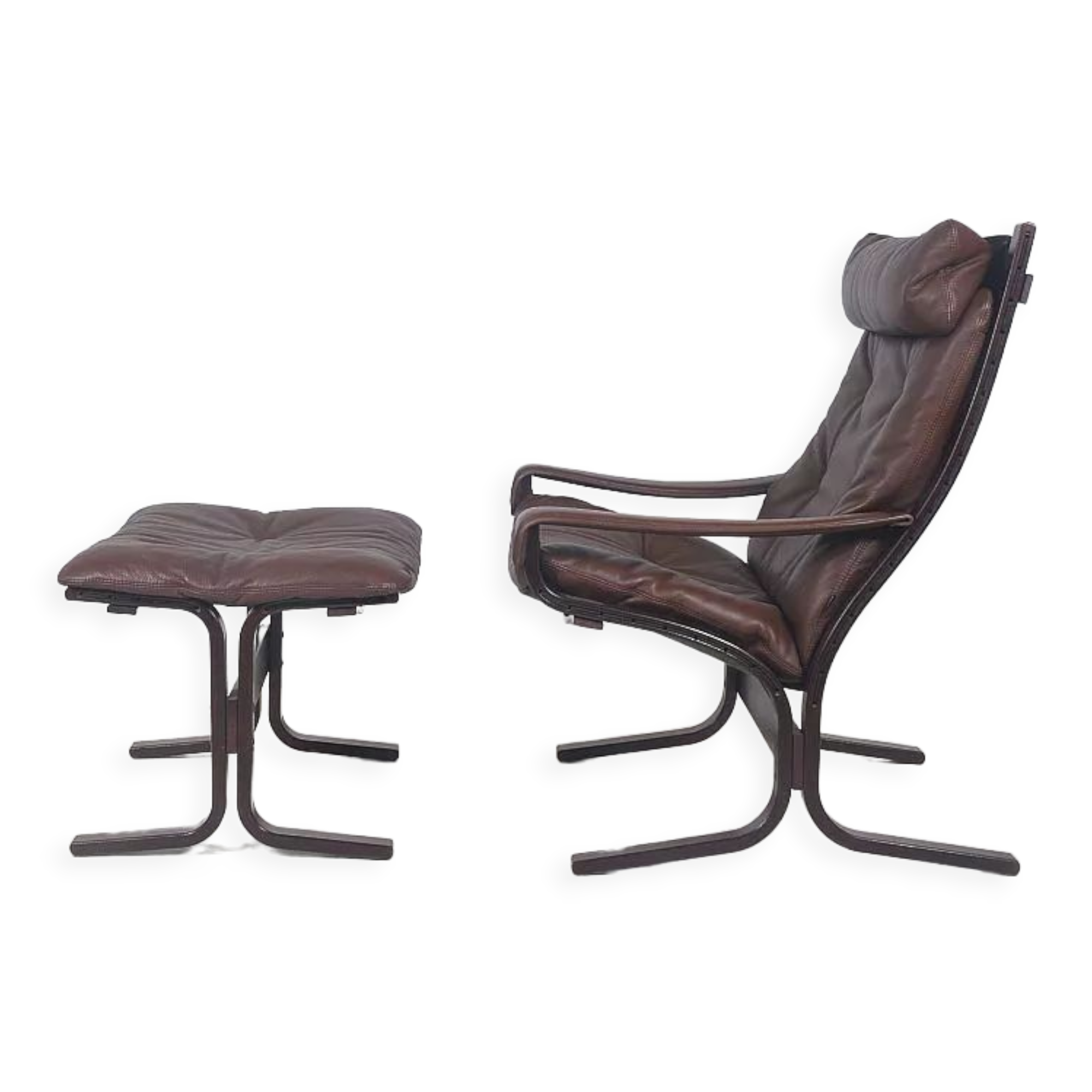 Norwegian lounge chair with ottoman designed by Ingmar Relling, 1960s