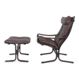 Norwegian lounge chair with ottoman designed by Ingmar Relling, 1960s