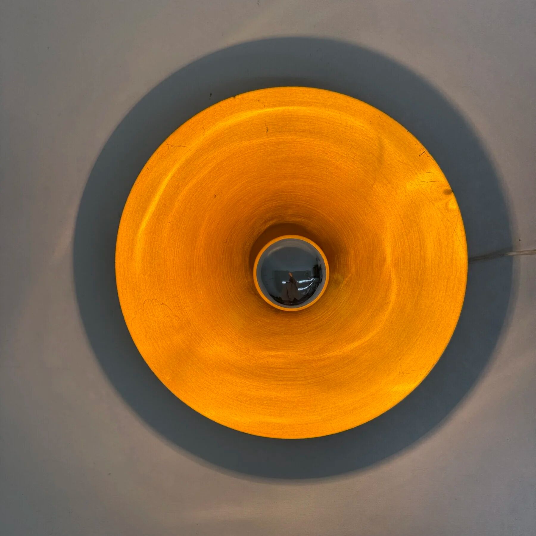 Vintage rose gold disc wall lamp sconce, 1970s Germany