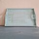 Presentation tray in old wood renovated blue with handles