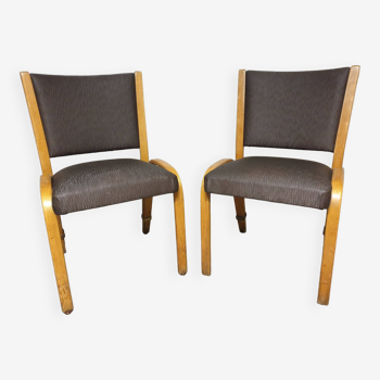 Pair of Mid-Century Bow Wood Chairs
