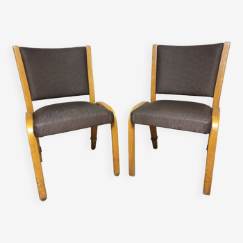 Paire de chaises Bow Wood Mid-Century