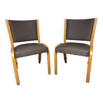 Pair of Mid-Century Bow Wood Chairs