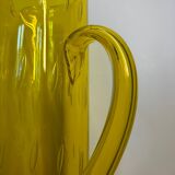 Pichet en verre Murano bullé jaune vintage