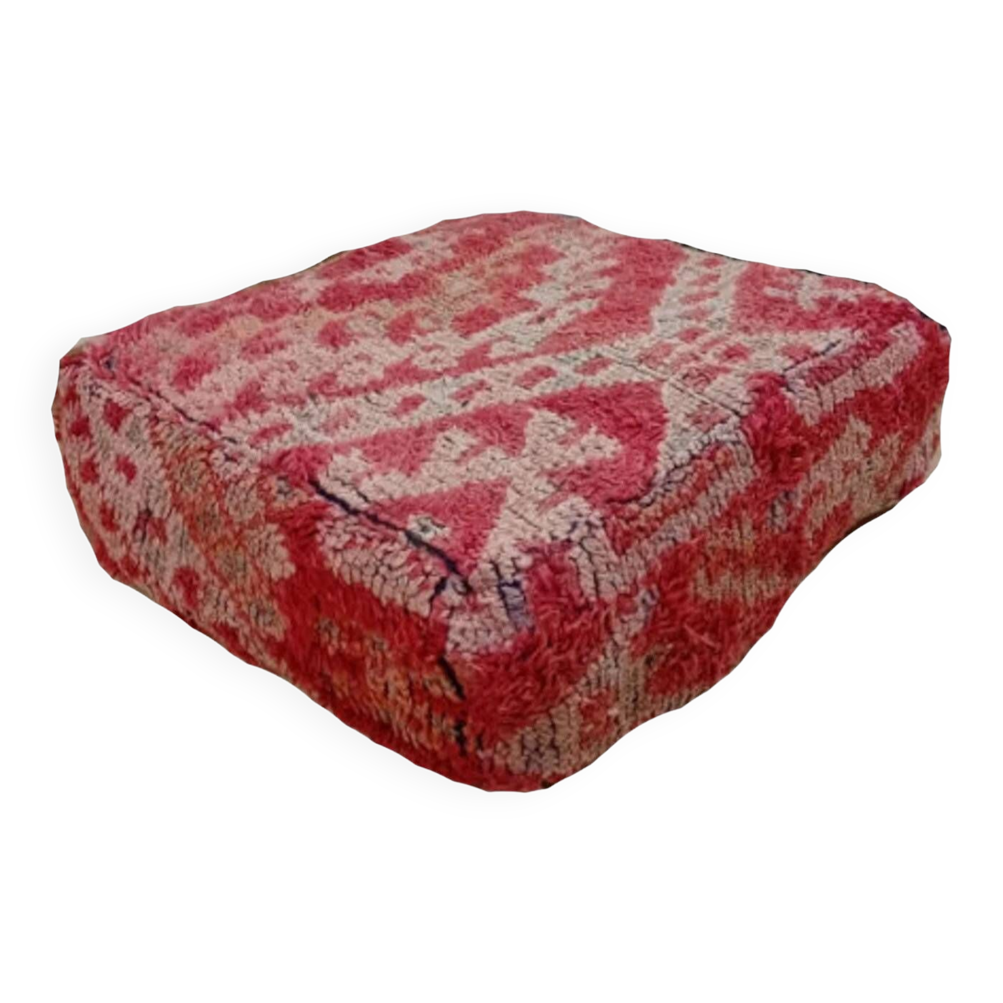 Handmade Berber pouf in wool 60 X 60 X 20 CM