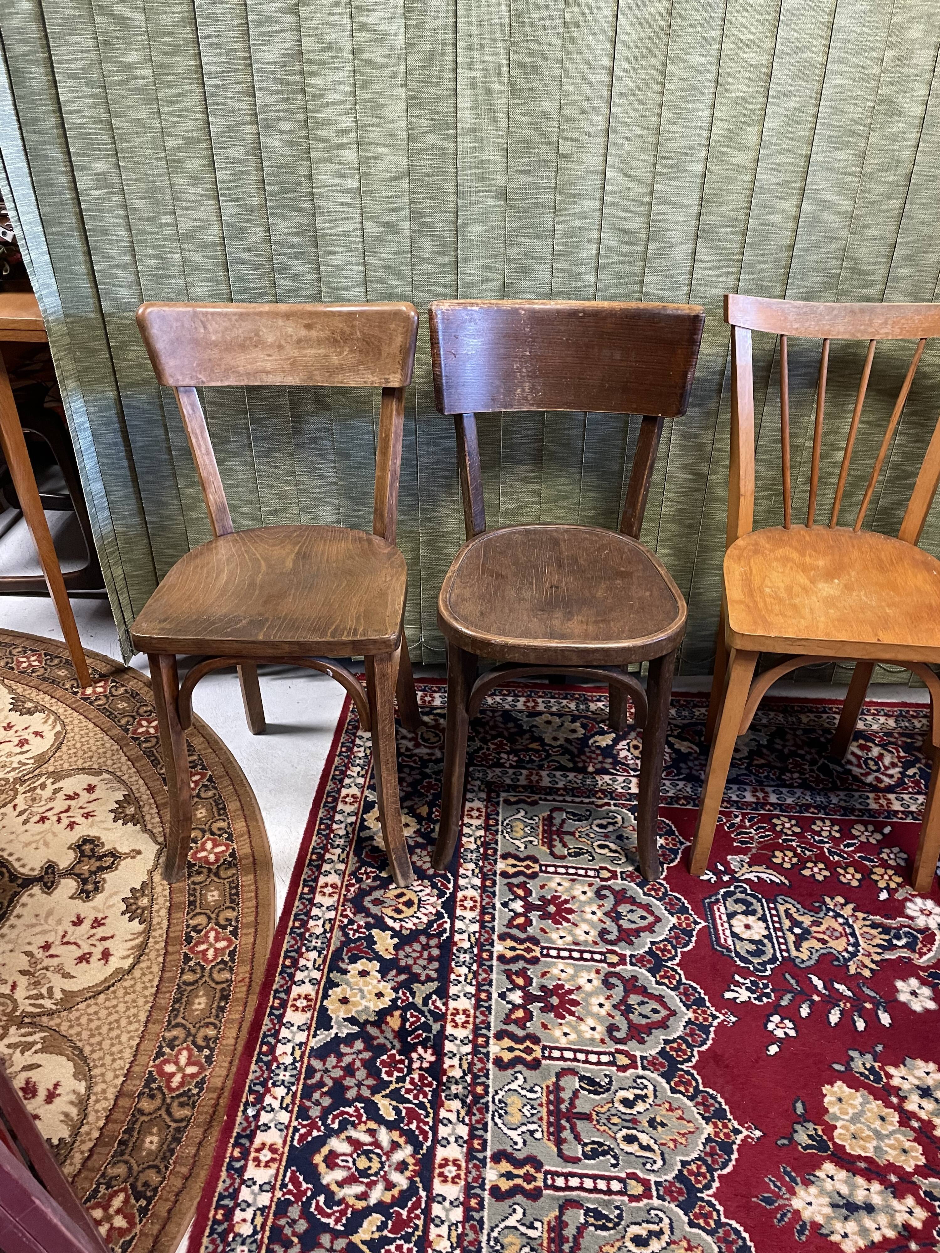 Set 4 vintage mismatched bistro chairs 50