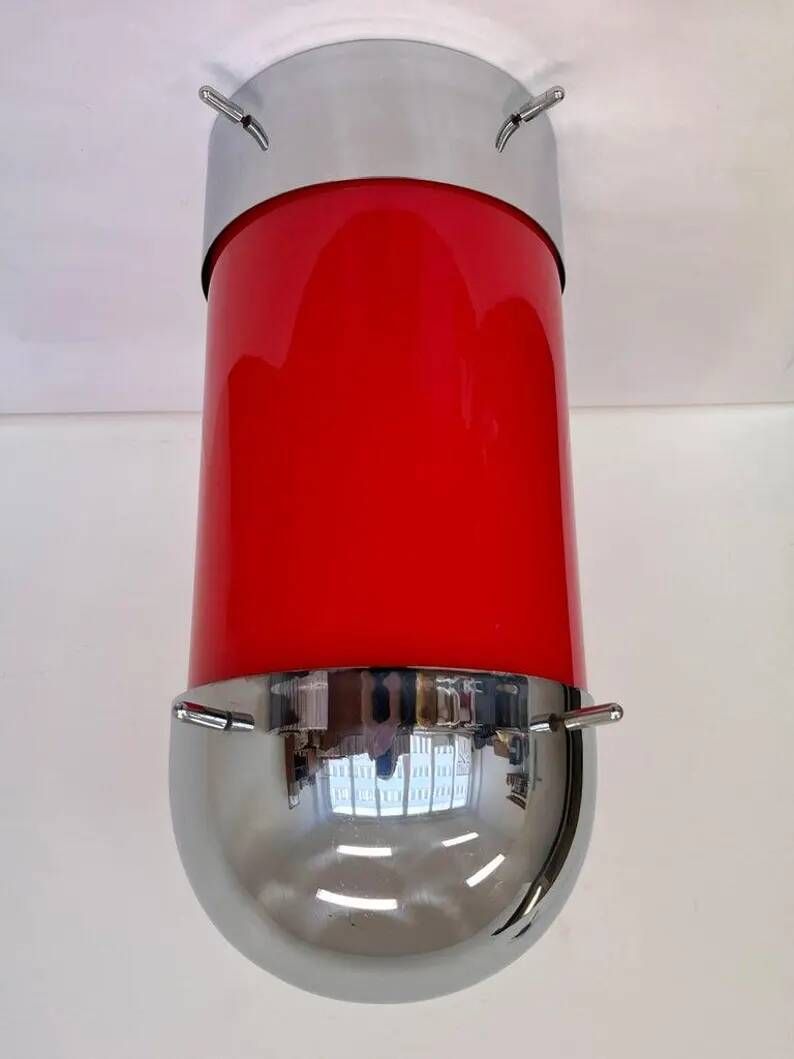 XXL Midcentury Hotel Design Ceiling Lamp, Flushmount, 1970s - Czechoslovakia