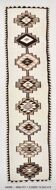 Tapis runner kilim vintage beige marron, motifs géométriques 388x101cm