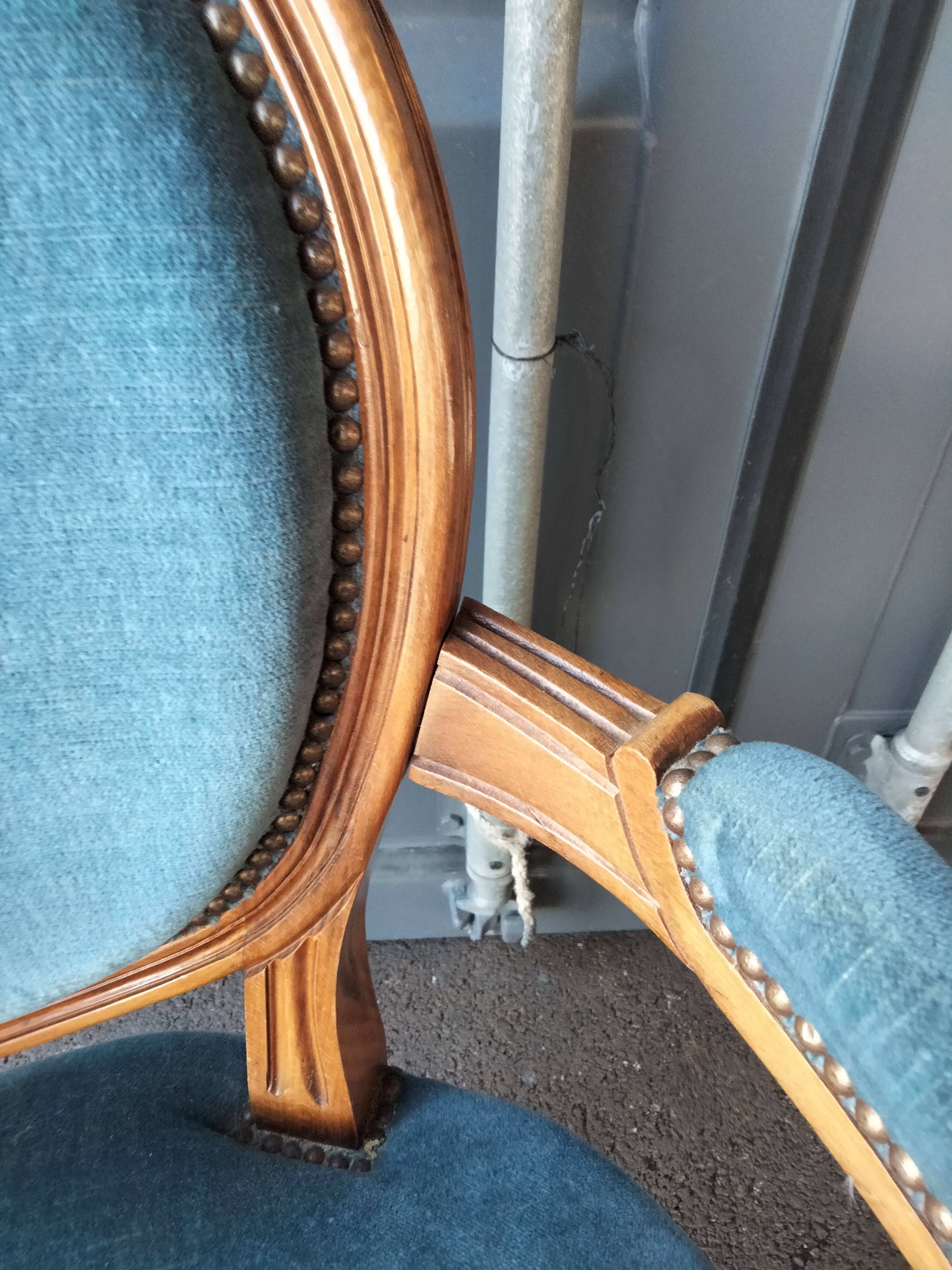 Pair of armchairs old medallion style louis xvi