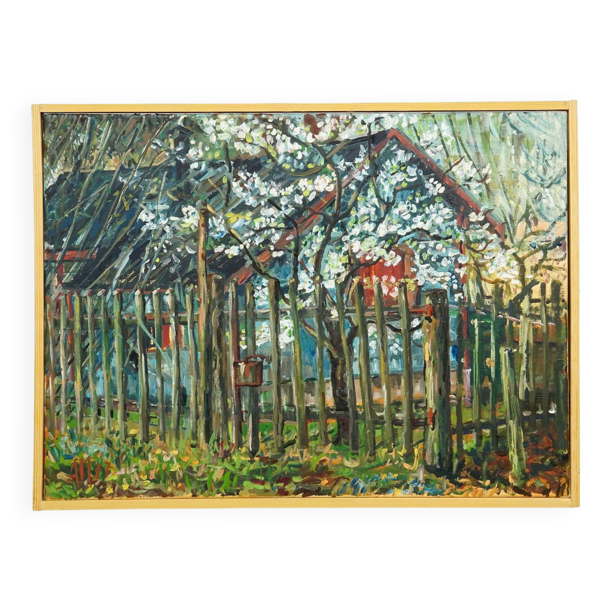 Cottage in Geilertshausen, 1977 – Oil painting by Alexander Michael