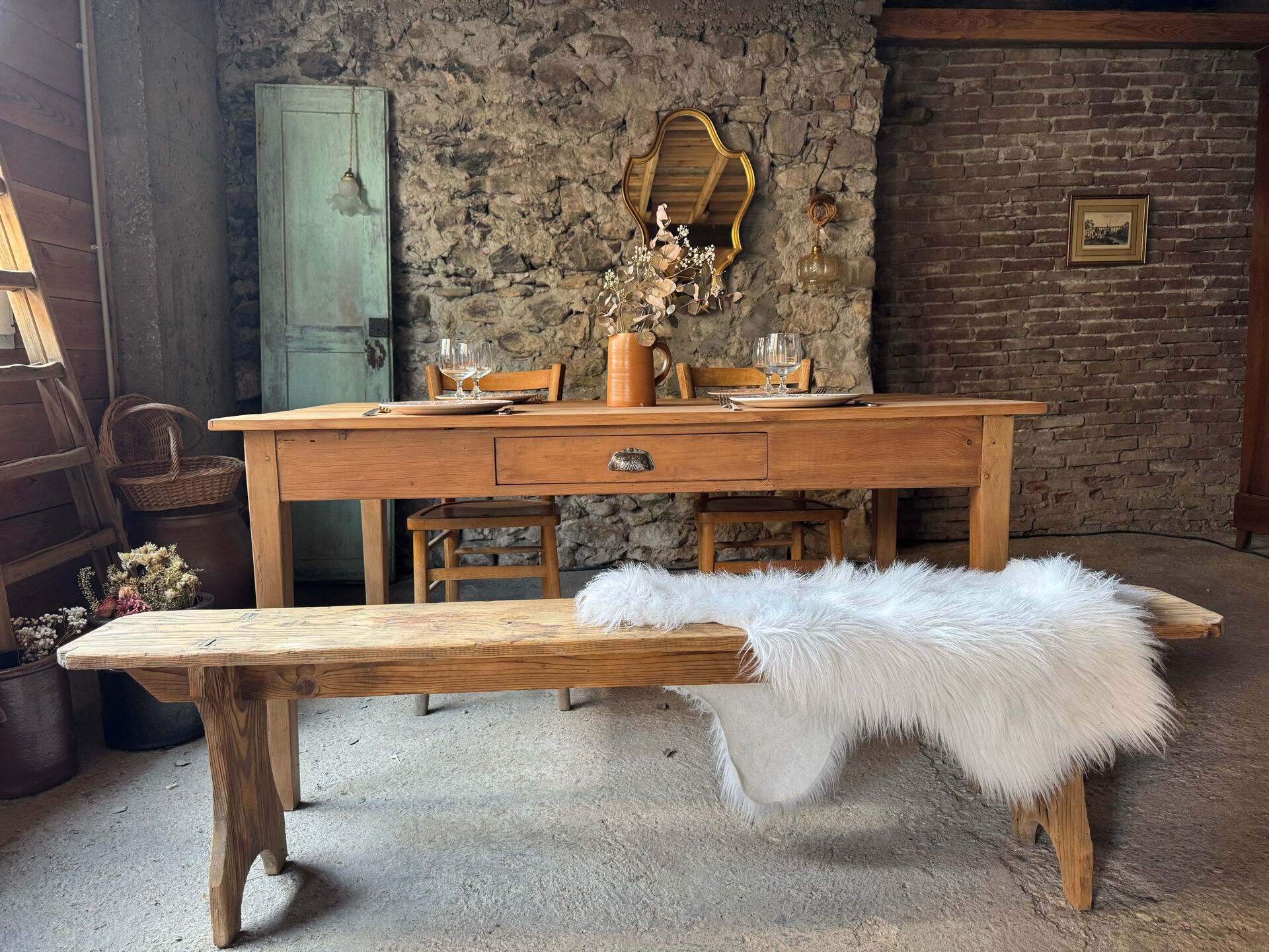 Old solid wood table