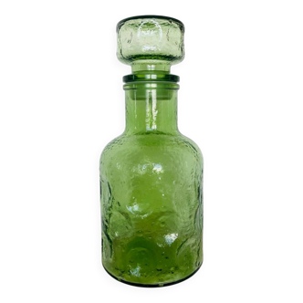 Vintage 1970s blown green glass carafe