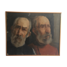 Oil on canvas, portrait of two men circa 1960.