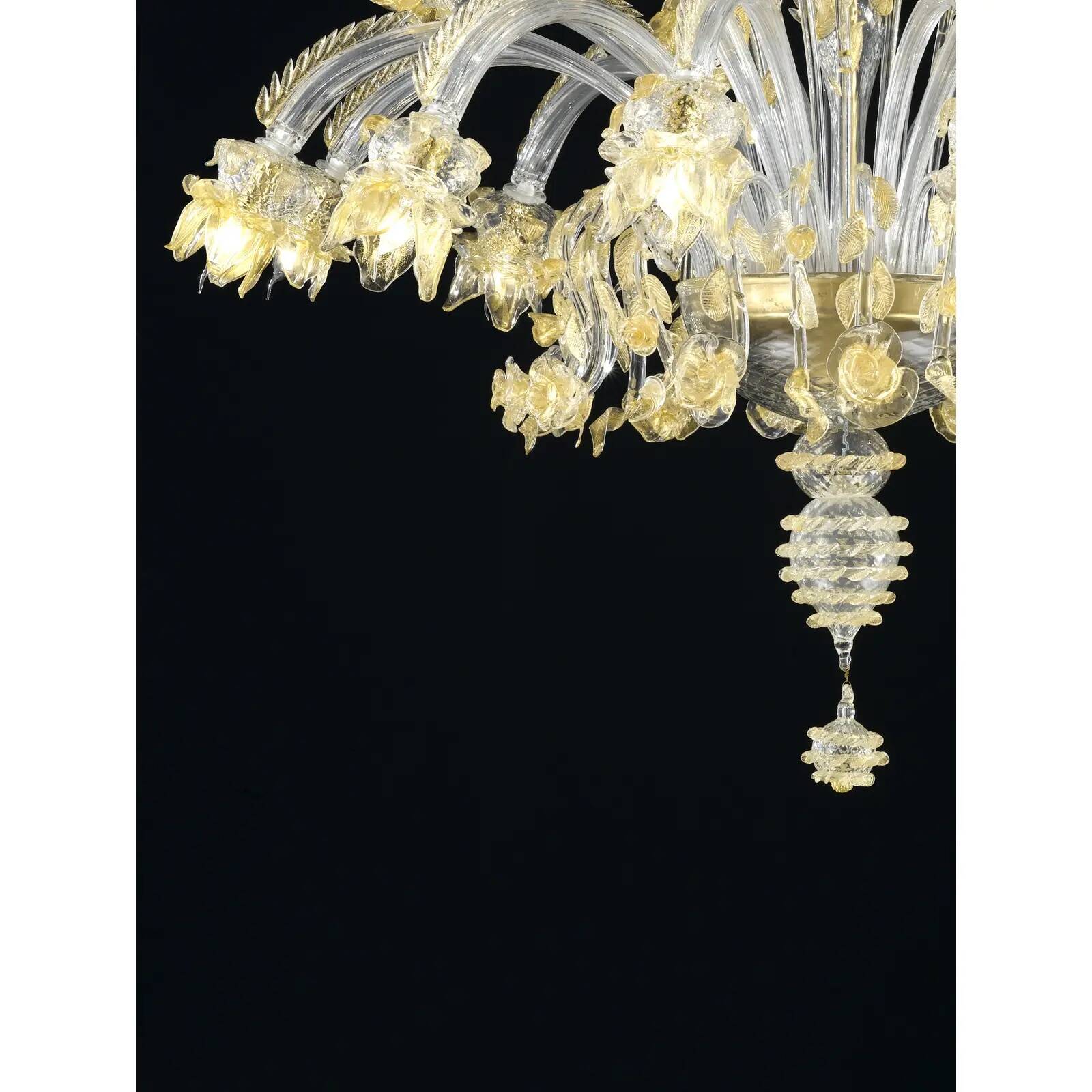 Huge Italian Murano Glass Chandelier with Handcrafted Flowers and Leaves