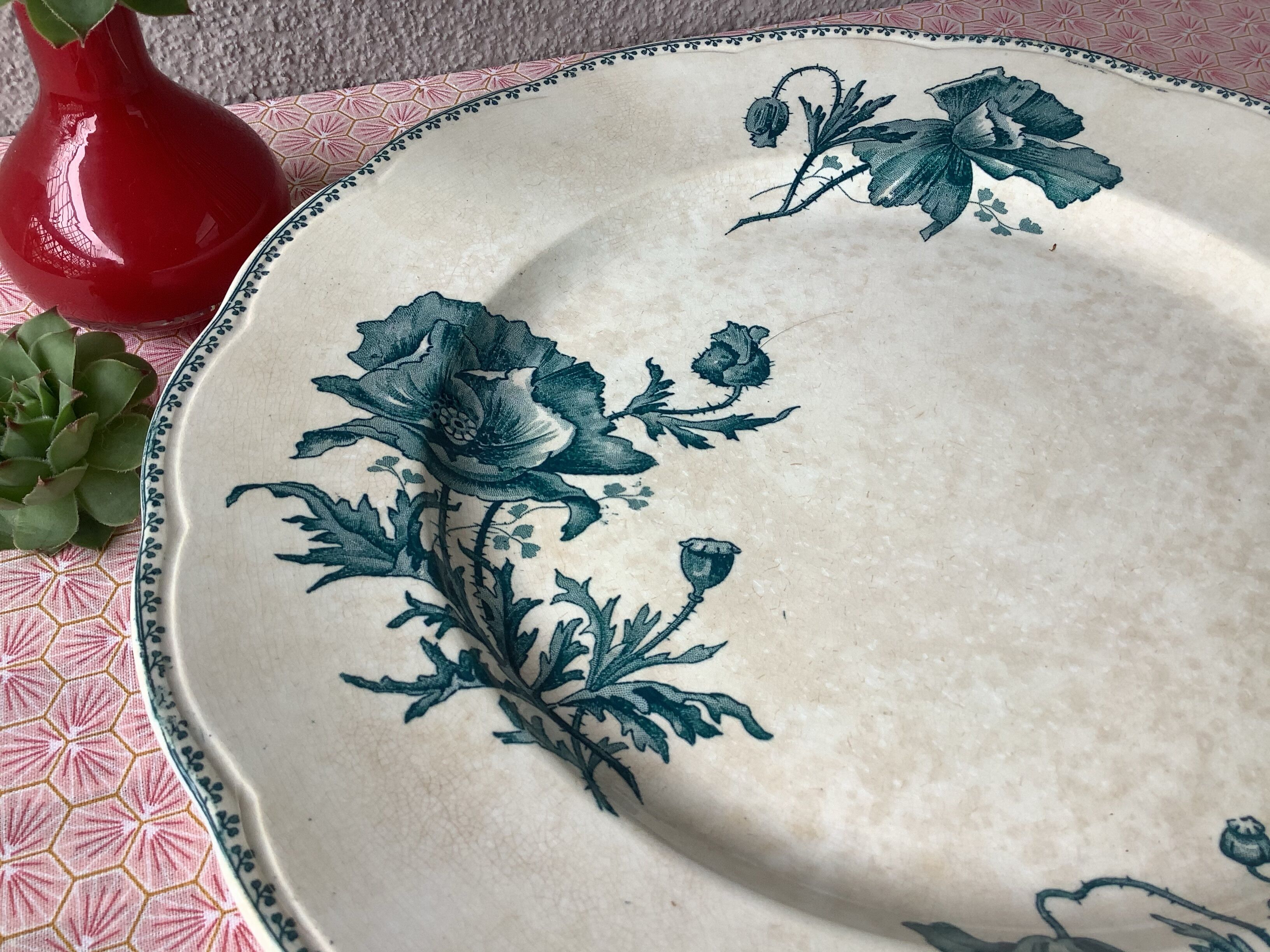 Serving dish Sarreguemines U&G iron earth decoration Féria