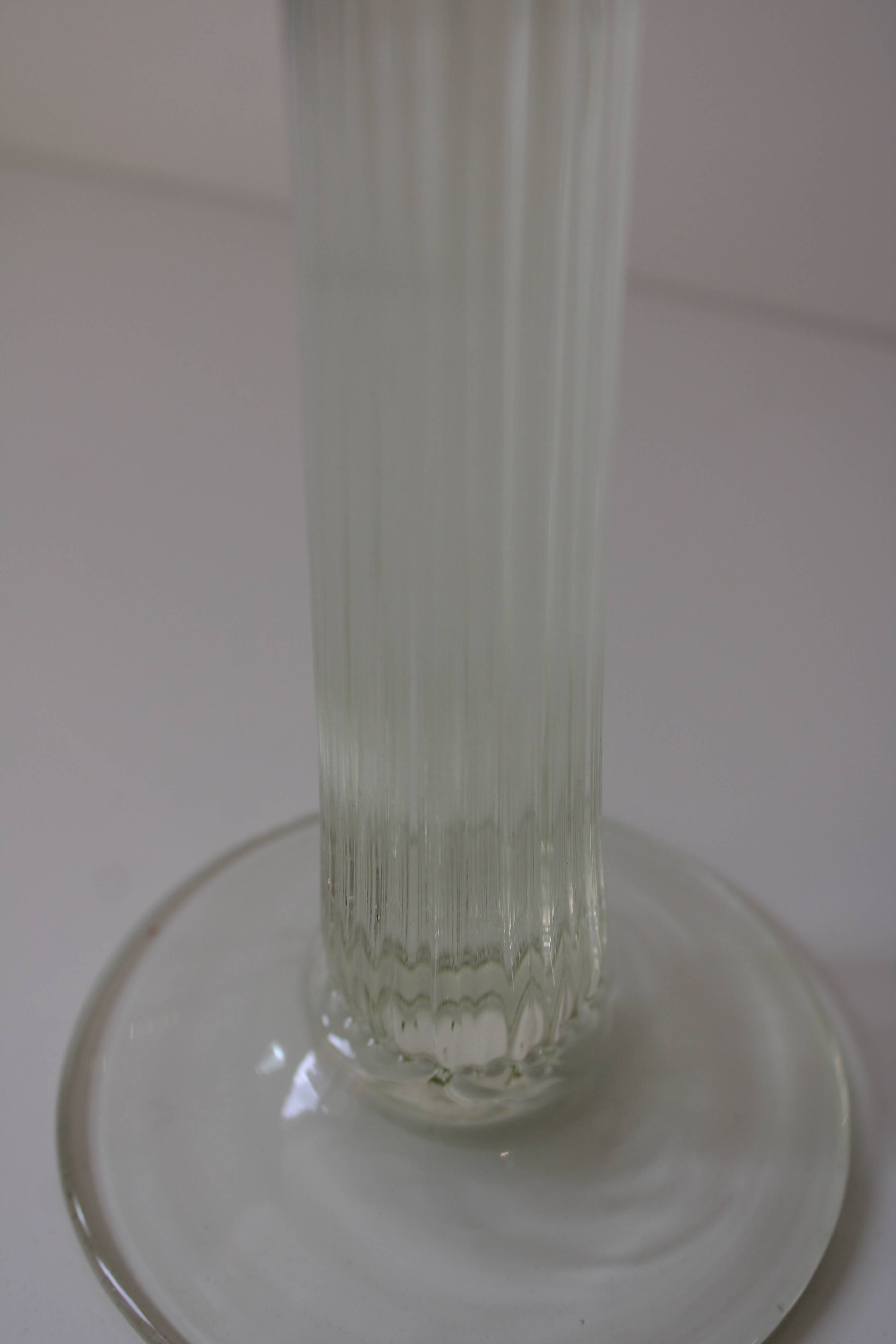 Large antique transparent Murano candlestick