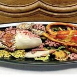 Large Vallauris slip dish 57x25 cm lobster fish