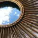 Vintage sun mirror Chaty Vallauris signed with witch's eye Diam 70 cm