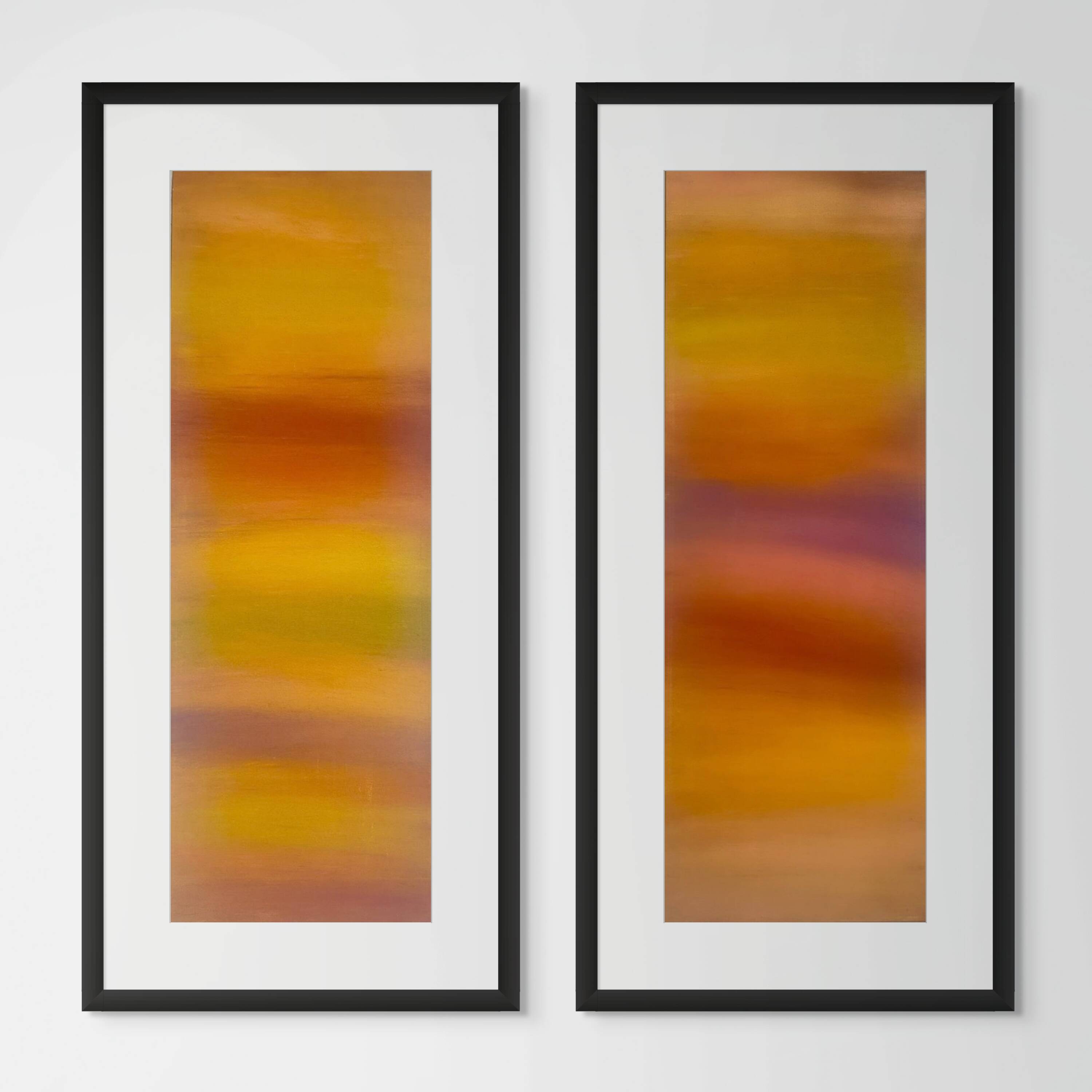 Two pastel drawings 'Diptych Sentier des Ocres' by Atelier Cléophée