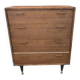 Mid-century teak chest of drawers in brown with four drawers, brass handles, 1960s.