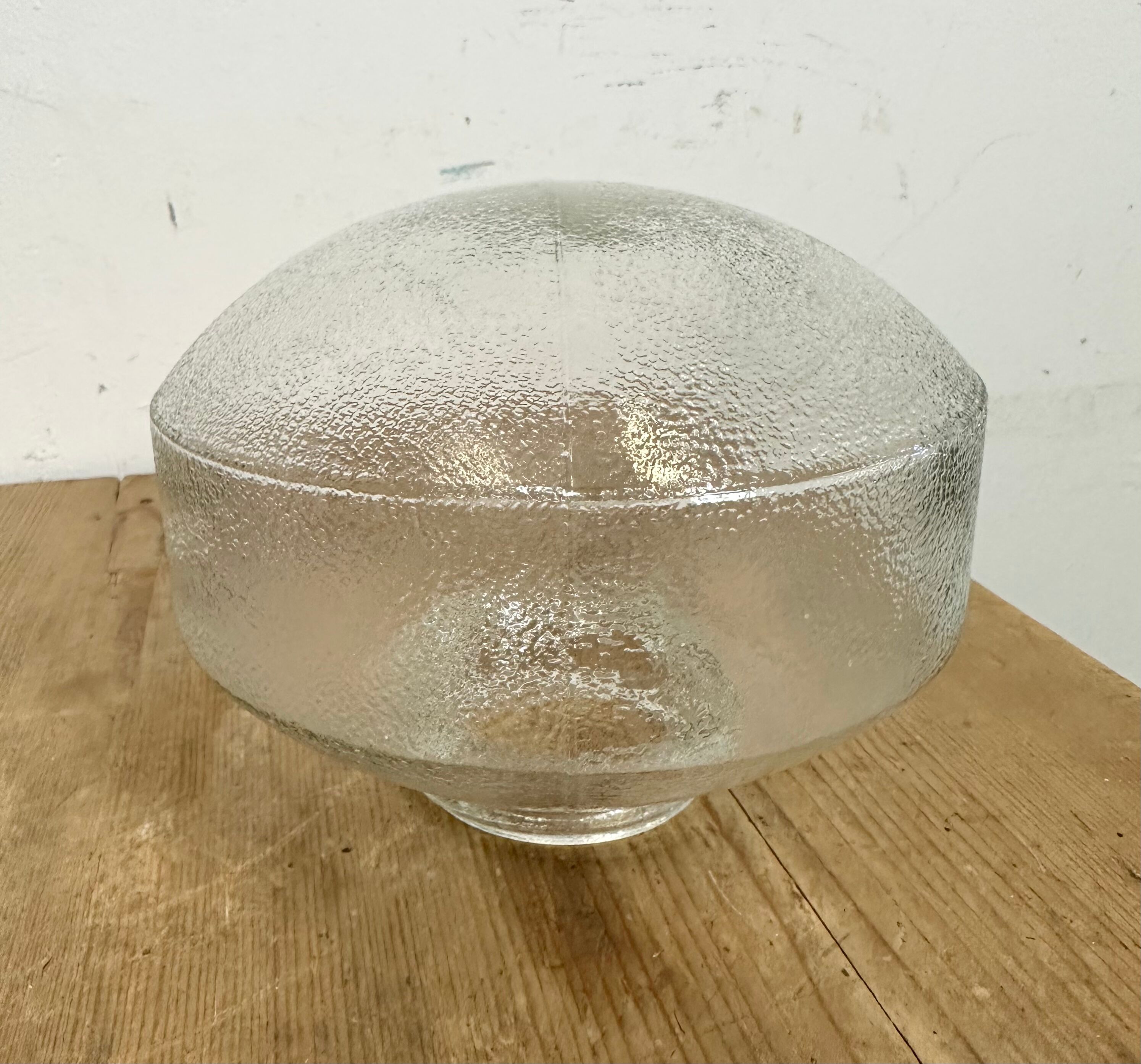 Industrial bakelite pendant light with frosted glass, 1970s