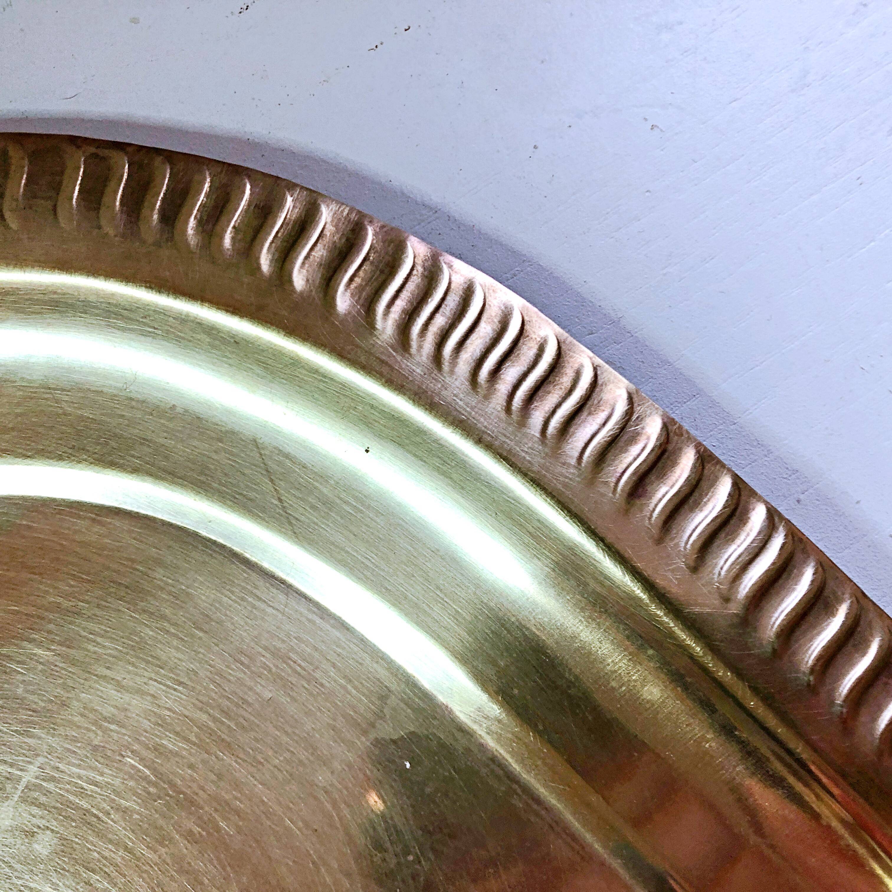 Large gilded copper serving tray early 20th century