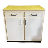 Parisian sideboard in formica 1960 white yellow tray storage cabinet