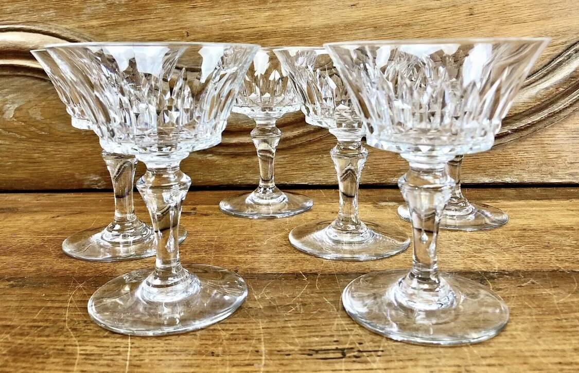 6 old Baccarat crystal champagne glasses Piccadilly model signed