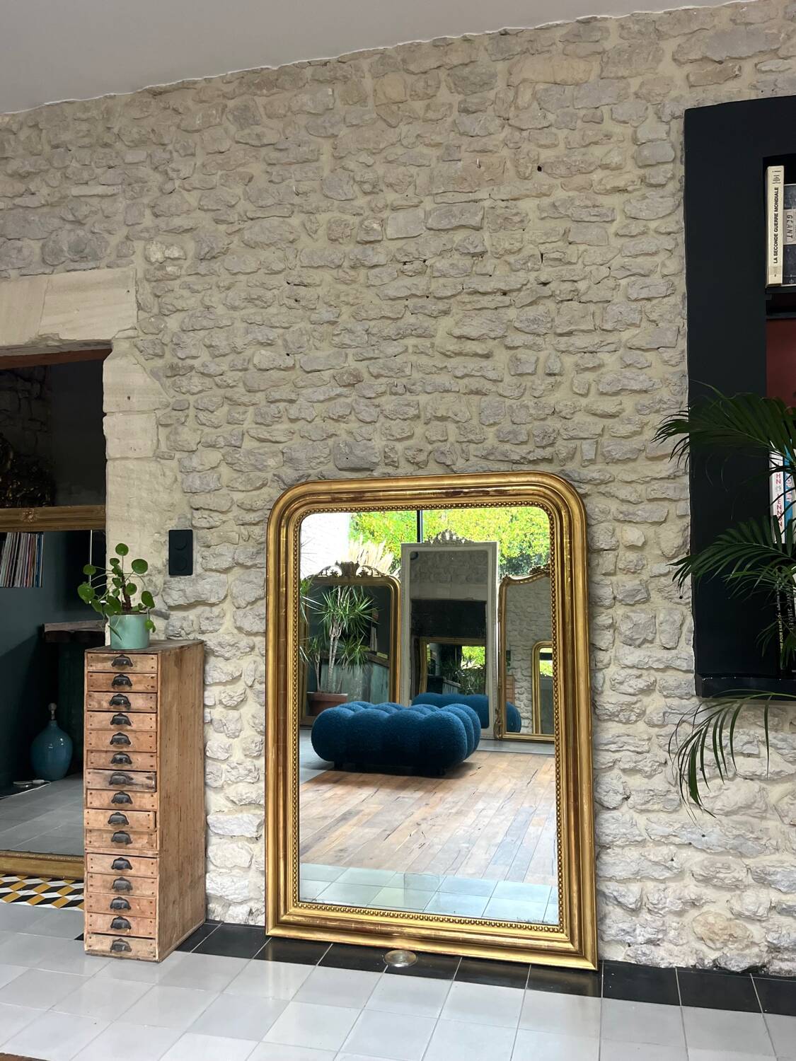 Antique mirror 145/102cm Louis-Philippe gilded with gold leaf