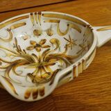 Large Keraluc Quimper G6 earthenware bowl in skillet shape