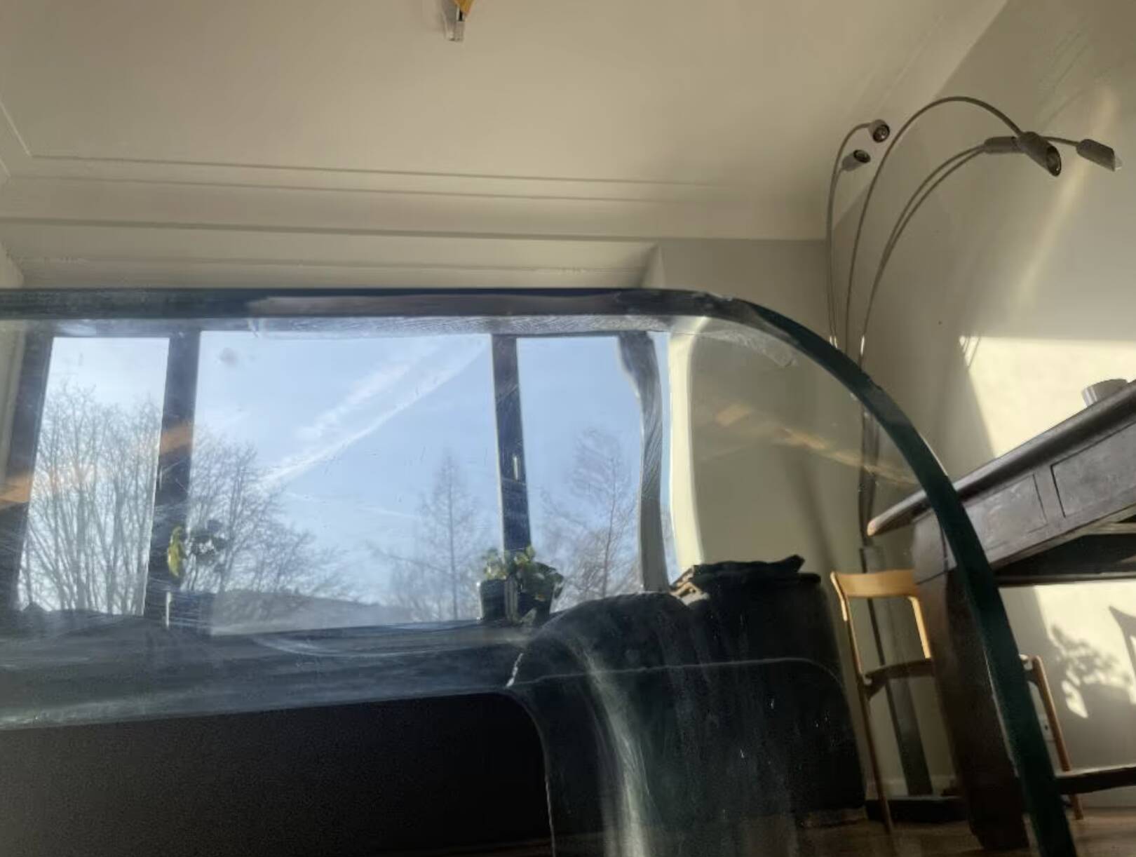 Large glass coffee table – fiam style, vintage