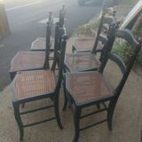 Series of 6 chairs Napoleon III era in blackened wood and canning