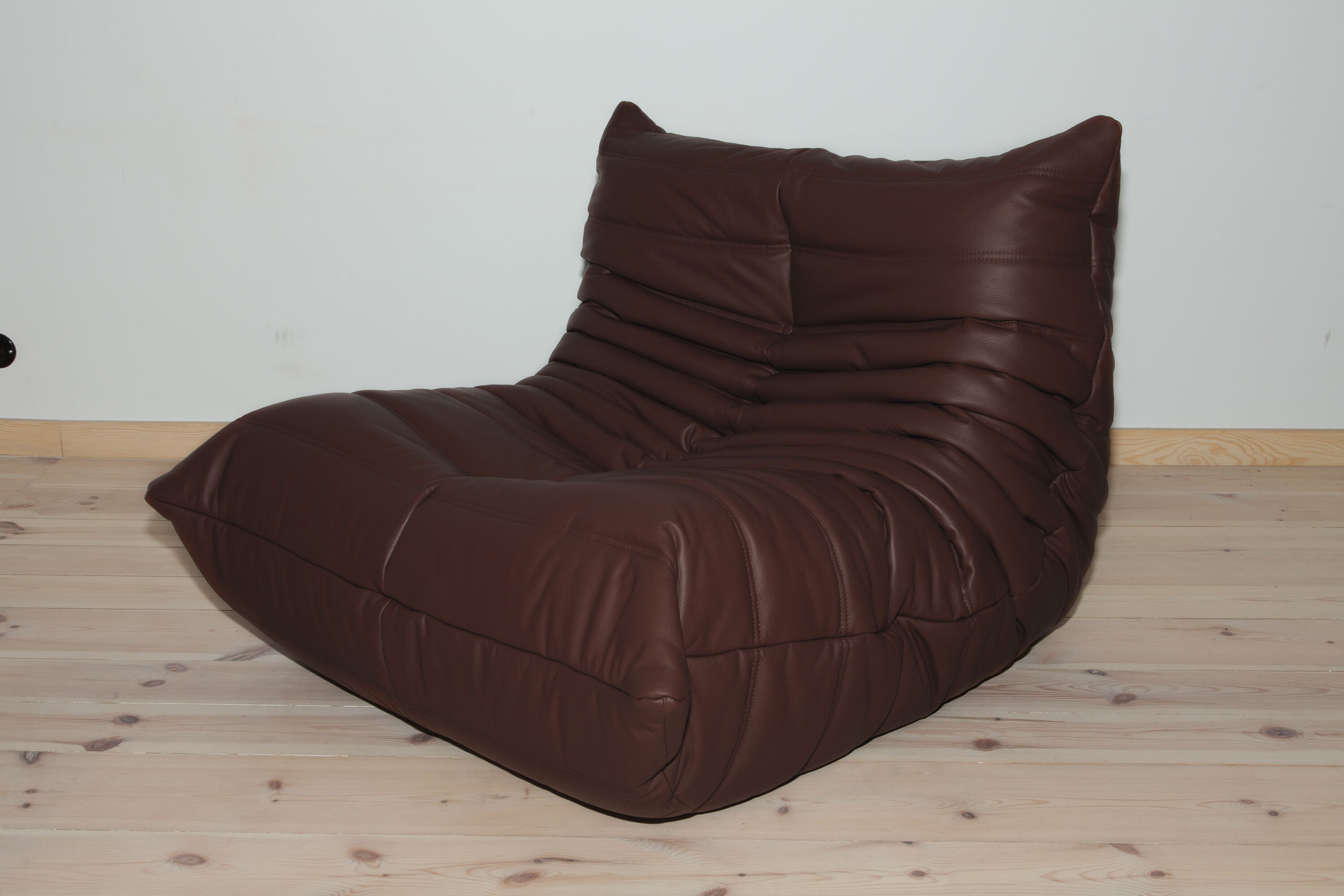 Togo armchair in brown madras leather model designed by Michel Ducaroy 1973