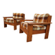Pair of brutalist pine armchairs circa 1960