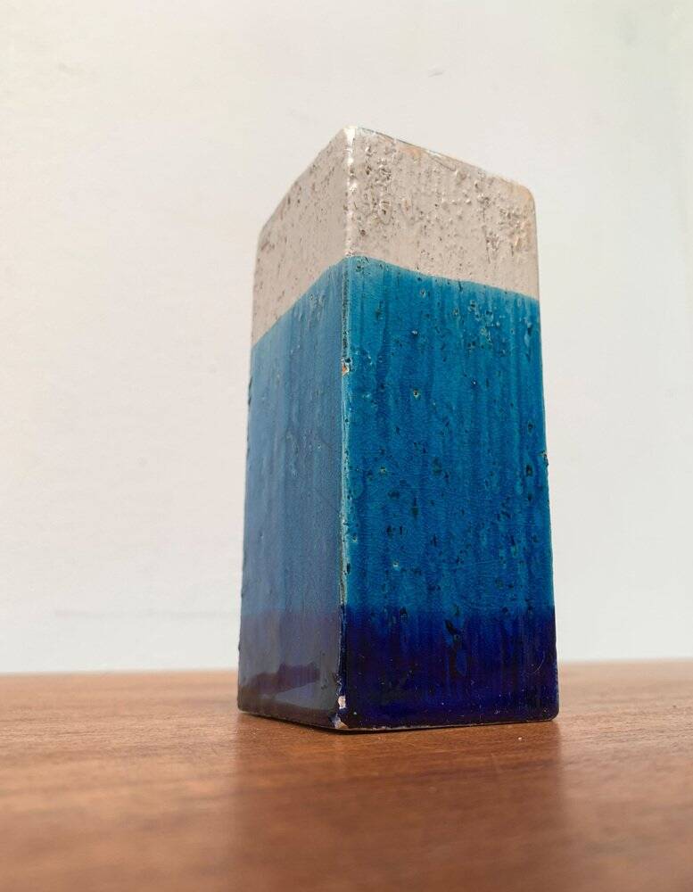 Mid-century Italian blue and white minimalist vase by Bitossi, 1960s.