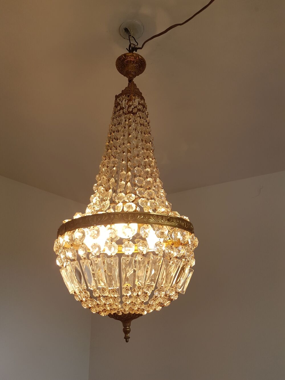 Hot air balloon chandelier with stamps