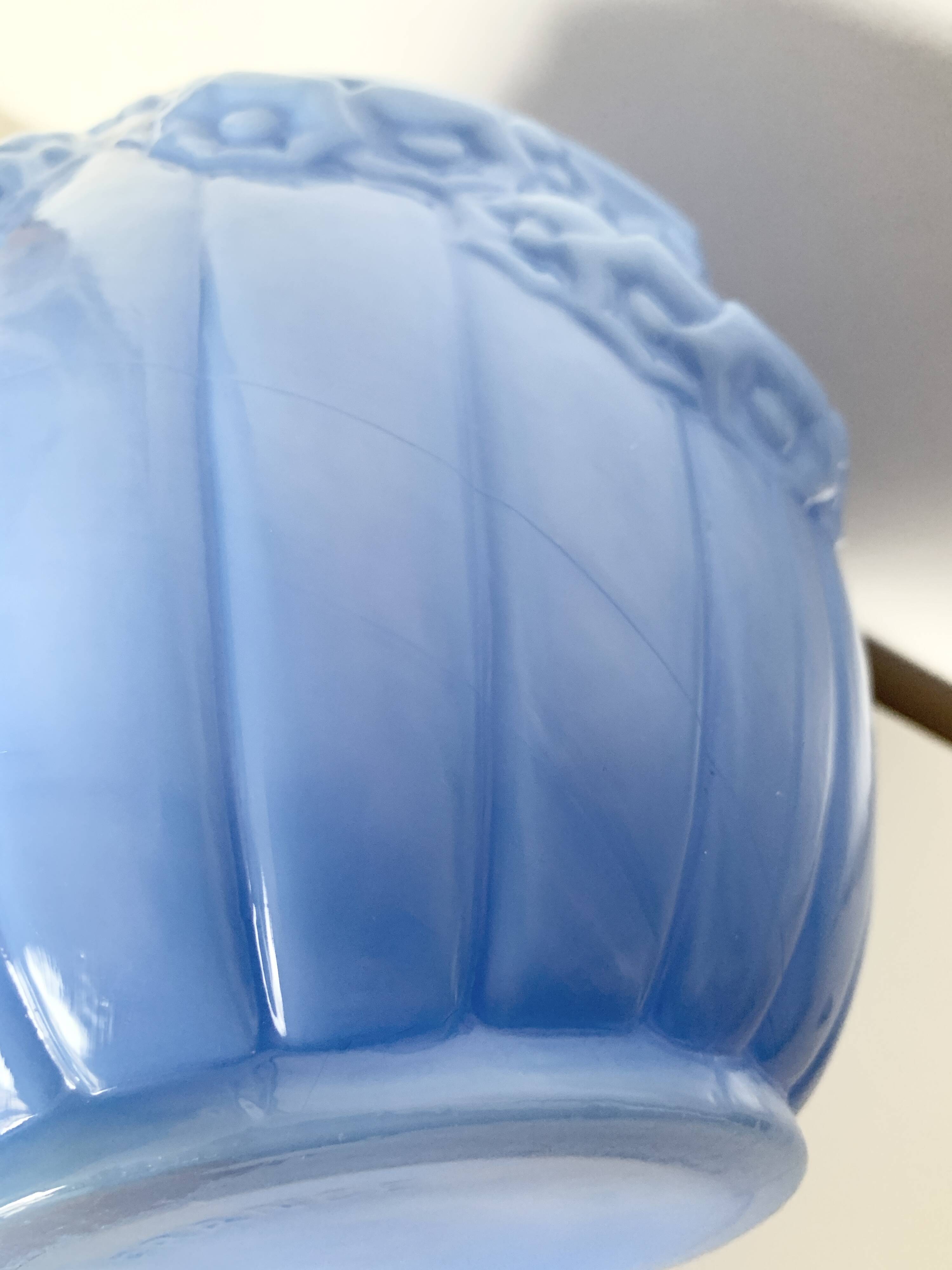 Art Deco vase in blue opaline glass