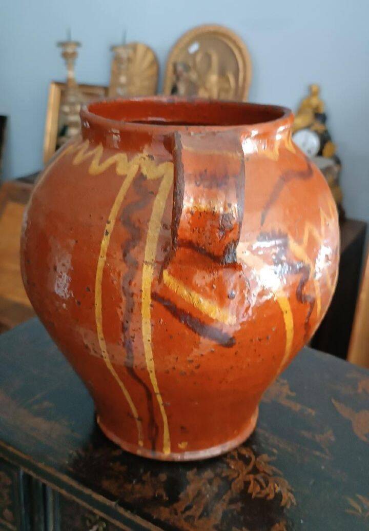 Vase en majolique émaillé antique Orciolo, Italie centrale, 19e siècle