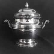 Tea and coffee set on tray, in silver metal Ercuis Goldsmith
