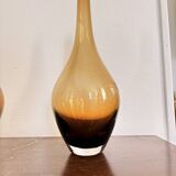 Vintage Pair of Vase Soliflore Blown Moulded Glass Mid Century Holmegaard