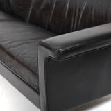 Danish leather sofa with chrome legs and teak ends
