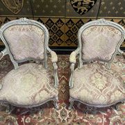 Pair of Louis XV style cabriolet armchairs in genoa velvet