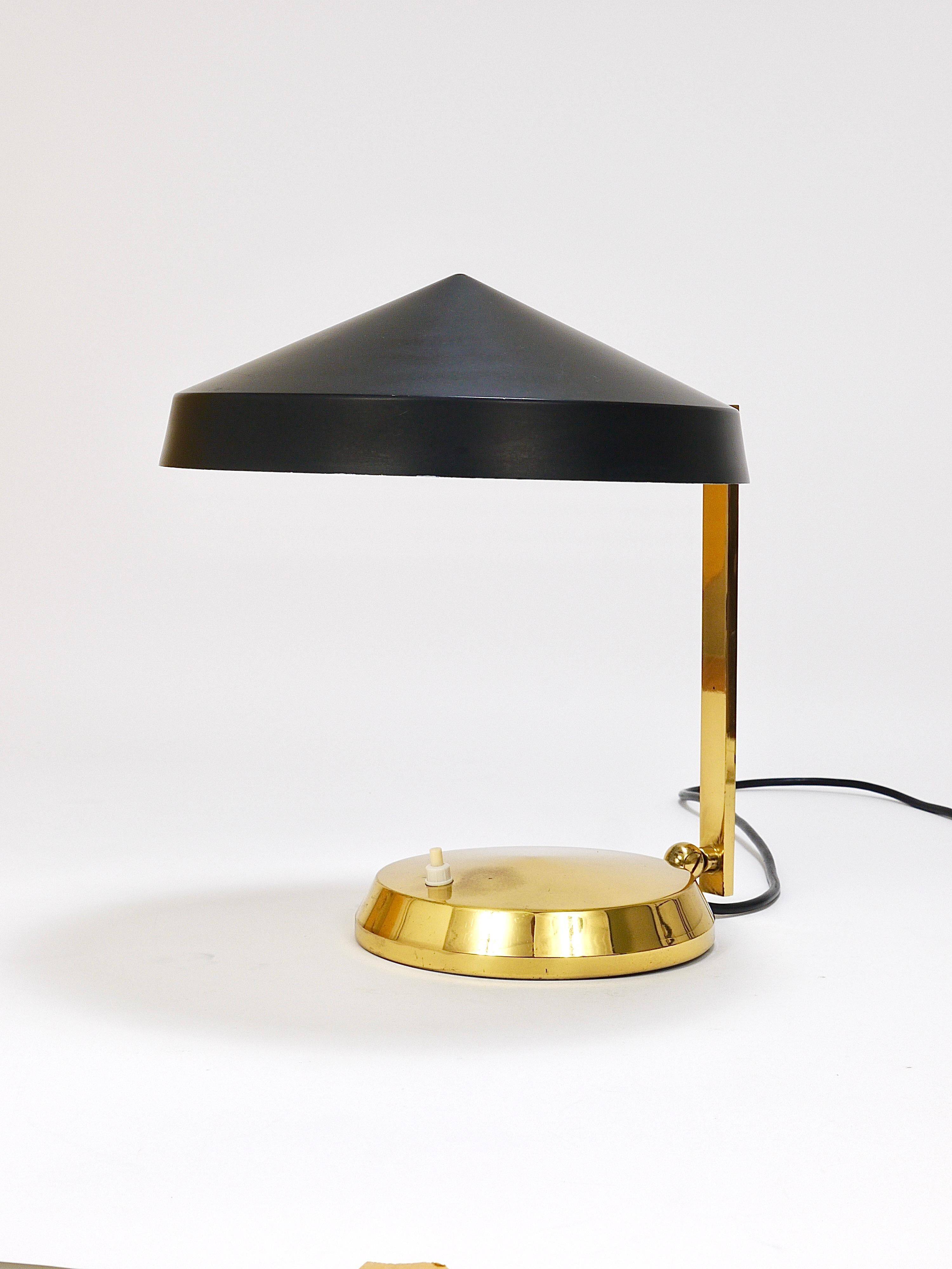 Mid-century table or desk lamp in black brass, Austria, 1960s.