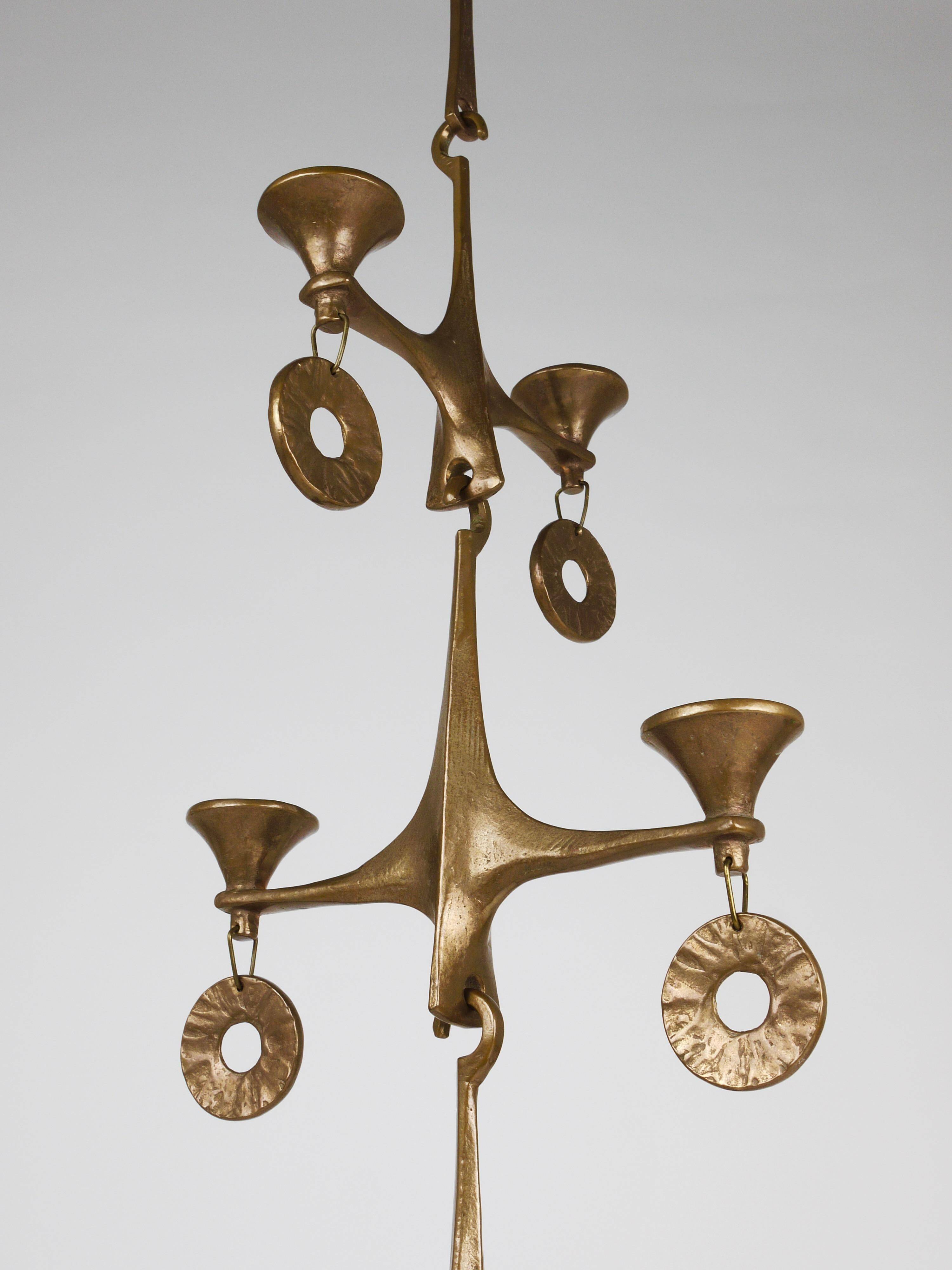 Grand Chandelier Suspended Candelabrum Brutalist Michael Harjes, 1970s